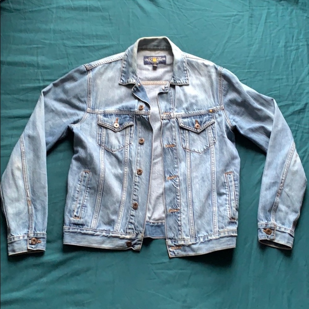 Mens Lucky Brand Medium Wash Blue Denim Jacket